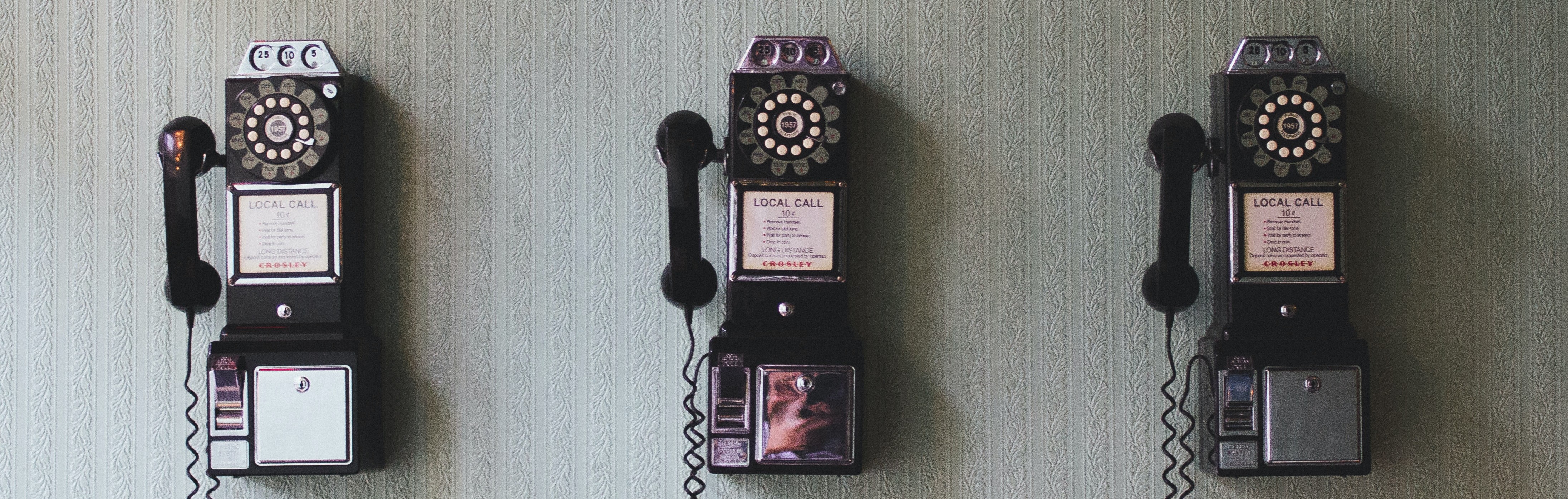 Row of old telephones